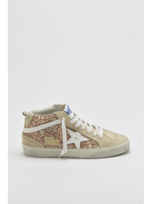 MID STAR GLITTER UPPER LEATHER STAR - GOLDEN GOOSE