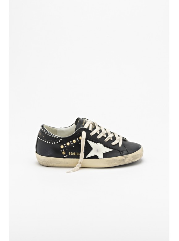 SUPER STAR LEATHER UPPER BLACK - GOLDEN GOOSE