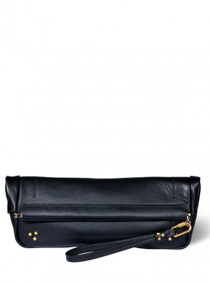 POCHETTE CLIC CLAC XL SOFT NOIR BRASS CALFSKIN - JEROME DREYFUSS