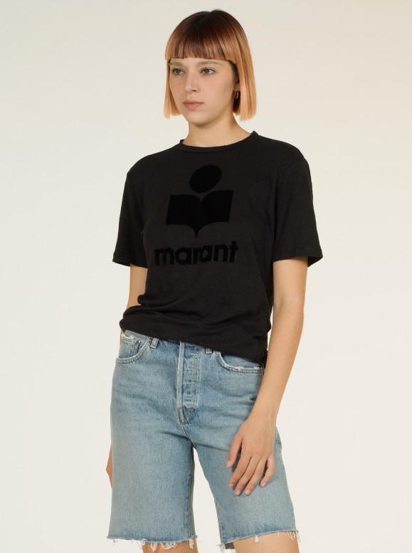 TEE-SHIRT ZEWEL NOIR LOGO VELOURS NOIR - ISABEL MARANT ÉTOILE