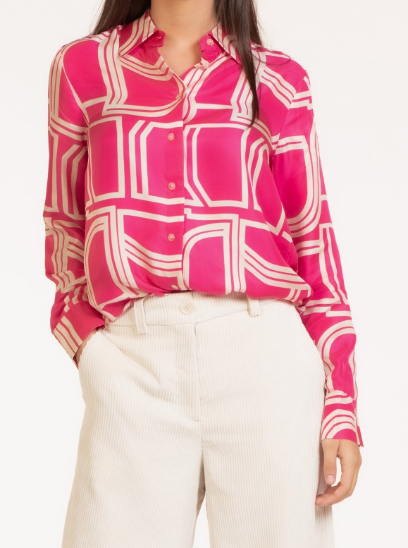 BLOUSE LONGSLEEVES PINK & WHITE - CLOSED